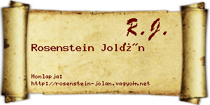 Rosenstein Jolán névjegykártya